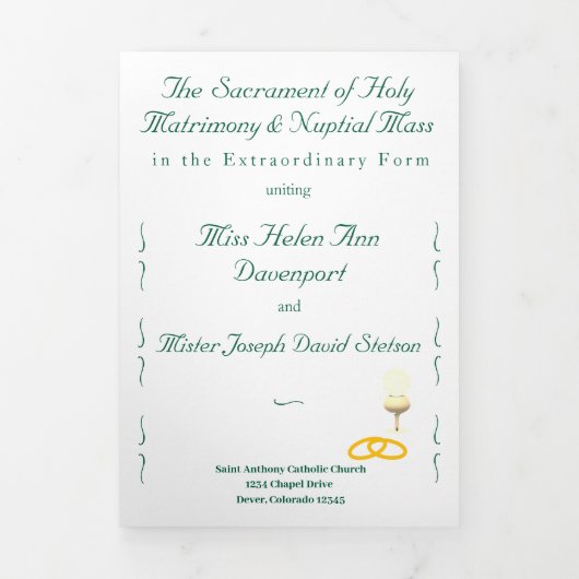 Nuptial Grace Catholic Wedding 三つ折りプログラム (カバー)