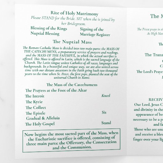Nuptial Grace Catholic Wedding 三つ折りプログラム (内部最初)