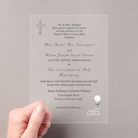 Nuptial Grace Catholic Wedding Invitation アクリル招待状 (インサイチュ (ポータブル))