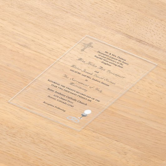 Nuptial Grace Catholic Wedding Invitation アクリル招待状 (レイダウン)