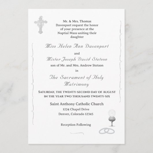 Nuptial Grace Catholic Wedding Invitation 招待状 (正面)