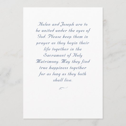 Nuptial Grace Catholic Wedding Invitation 招待状 (裏面)