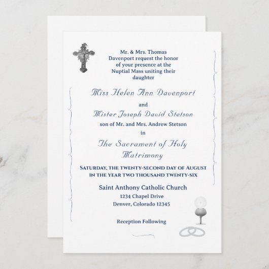 Nuptial Grace Catholic Wedding Invitation 招待状 (正面/裏面)