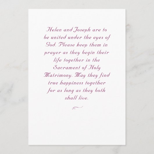 Nuptial Grace Catholic Wedding Invitation 招待状 (裏面)