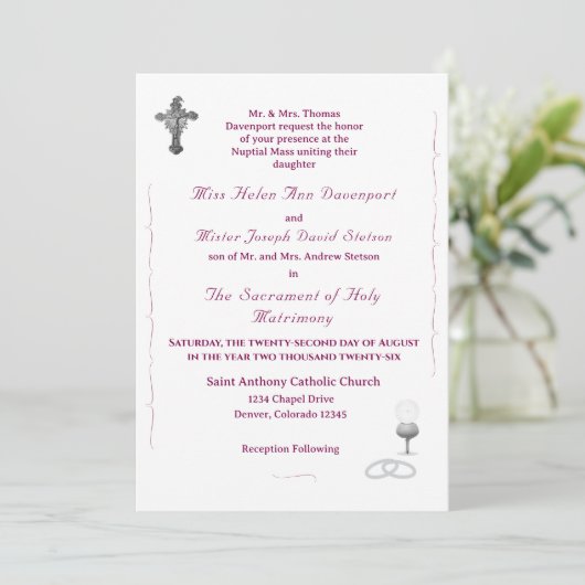 Nuptial Grace Catholic Wedding Invitation 招待状 (スタンド正面)
