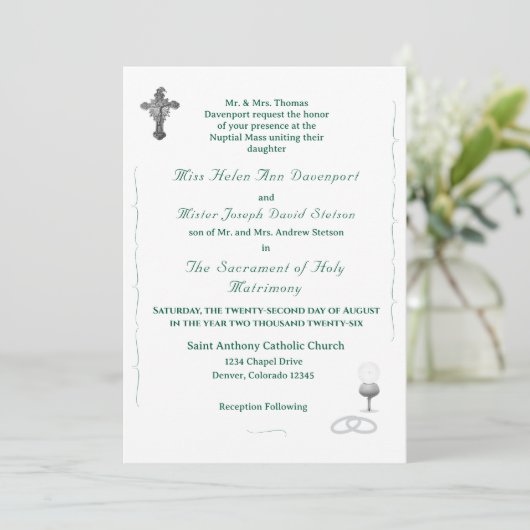 Nuptial Grace Catholic Wedding Invitation 招待状 (スタンド正面)