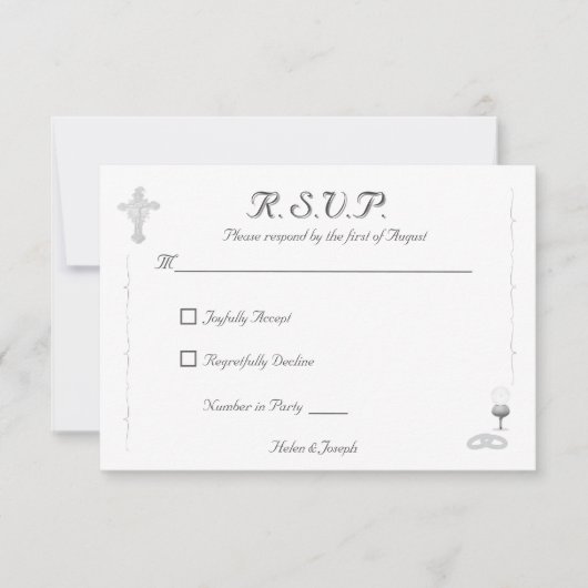Nuptial Grace Catholic Wedding Response Card 出欠カード (正面)