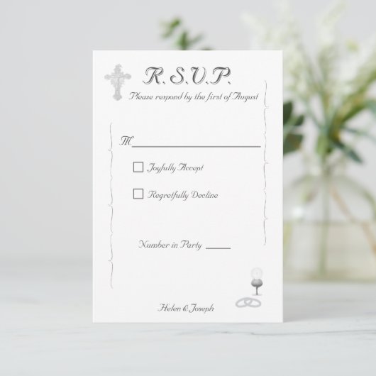 Nuptial Grace Catholic Wedding Response Card 出欠カード (スタンド正面)