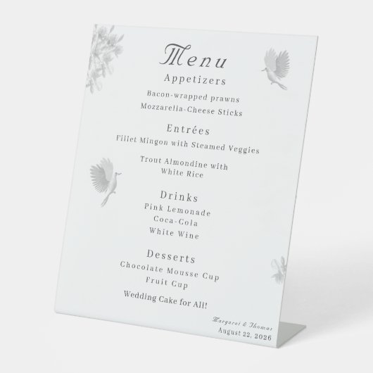 Nuptial Unity Catholic結婚のメニュー 台座サイン (正面)