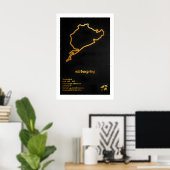 Nurburgring Gold Track Map Art Print - Formula 1 ポスター (ホームオフィス)