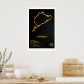 Nurburgring Gold Track Map Art Print - Formula 1 ポスター (キッチン)