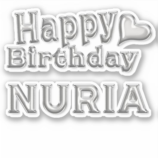 Nuria Happy Birthday silver Aufkleber Sticker シール (正面)