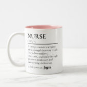 Nurse | モダンスクリプト 看護師 定義 名前入り ツートーンマグカップ (左)