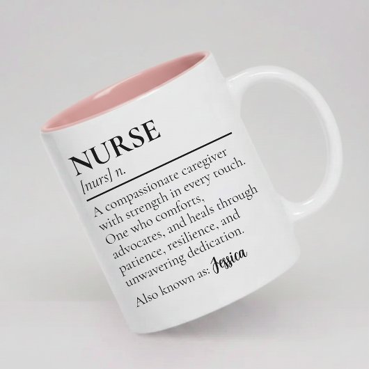 Nurse | モダンスクリプト 看護師 定義 名前入り ツートーンマグカップ