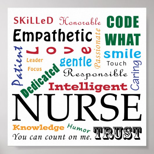 NURSE ART PRINTS Words Describe Nurses artwork ポスター (正面)