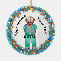 Nurse Bear custom name Ornament