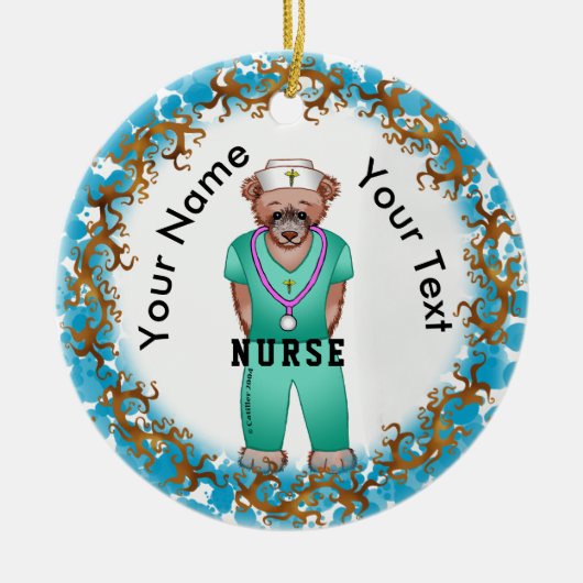 Nurse Bear custom name Ornament セラミックオーナメント (正面)