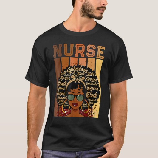 Nurse Black History Queen Melanin Afro African Pri Tシャツ (正面)