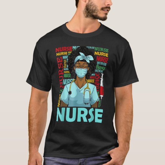 Nurse Black Women Black History Afro African Pride Tシャツ (正面)