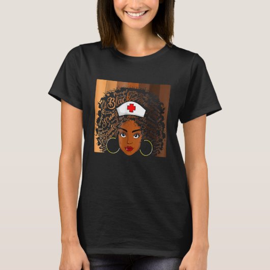 Nurse Black Women Black History Month Afro African Tシャツ (正面)