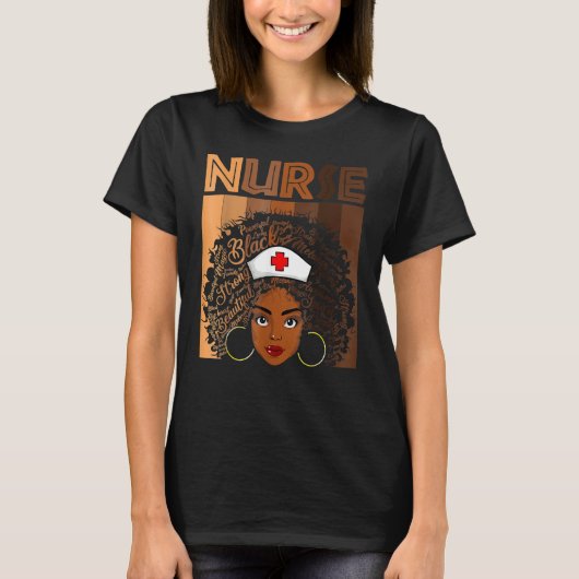 Nurse Black Women Black History Month Afro African Tシャツ (正面)