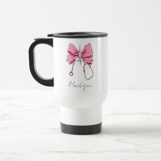 Nurse Bow Stethoscope Cup, Personalized Nurse Cup, トラベルマグ (左)