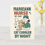 Nurse by Day Cat Cuddler by Night – Cute Pet Lovin カード (黄色い花)