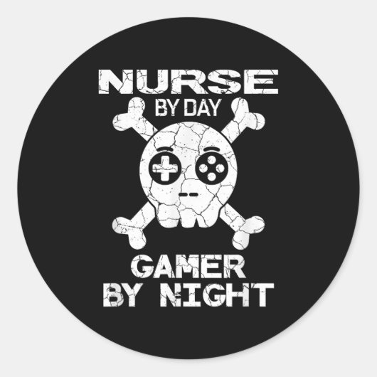 Nurse By Day Gamer By Night - Gaming Quote  ラウンドシール (正面)