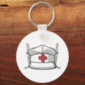 Nurse Cap with Red Cross and Medical Tools Design キーホルダー (正面)