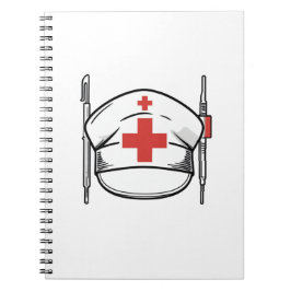 Nurse Cap with Red Cross and Medical Tools Design ノートブック