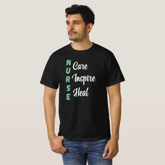 Nurse Care Inspire Heal Tシャツ (正面フル)