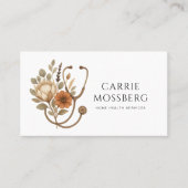 Nurse Caregiver Boho Floral Stethoscope  名刺 (正面)