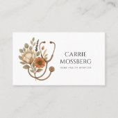 Nurse Caregiver Boho Floral Stethoscope  名刺 (正面)