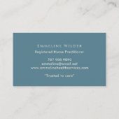 Nurse Caregiver Floral Stethoscope Blue  名刺 (裏面)