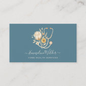 Nurse Caregiver Floral Stethoscope Business Card 名刺 (正面)