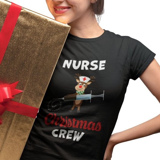 Nurse Christmas Crew Reindeer  Snowflake Syringe Tシャツ