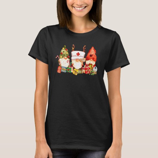 Nurse Christmas Gnomes Cute Nurses Xmas Pajamas PJ Tシャツ (正面)