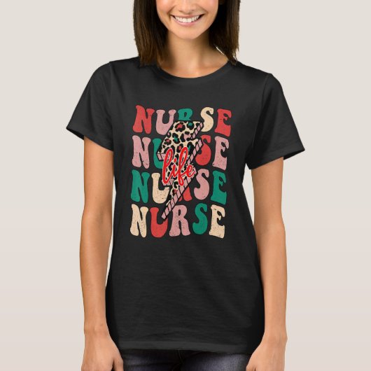 Nurse Christmas  Lightning Bolt Leopard Christmas  Tシャツ (正面)