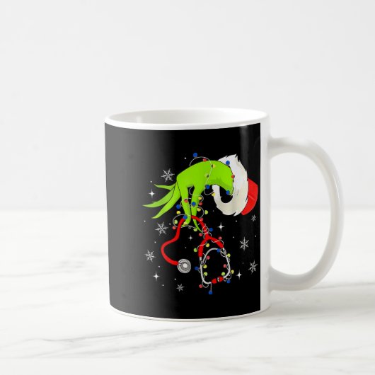 Nurse Christmas Stethoscope Nurses Xmas Pajamas Sa コーヒーマグカップ (右)