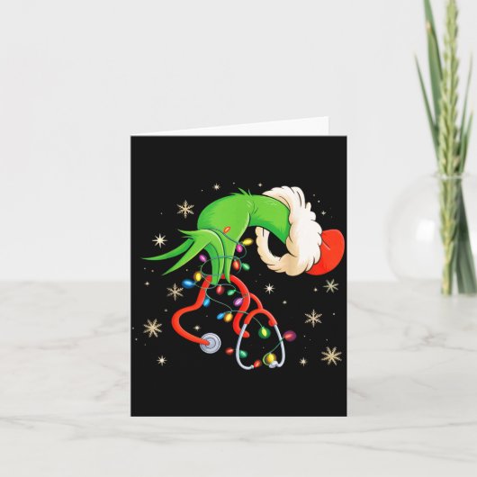 Nurse Christmas Stethoscope Nurses Xmas Santa Wome カード (正面)