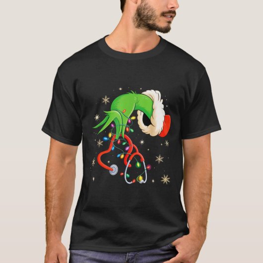 Nurse Christmas Stethoscope Nurses Xmas Santa Wome Tシャツ (正面)