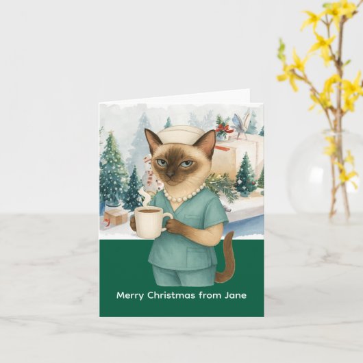 Nurse Christmas time at working place  カード (黄色い花)