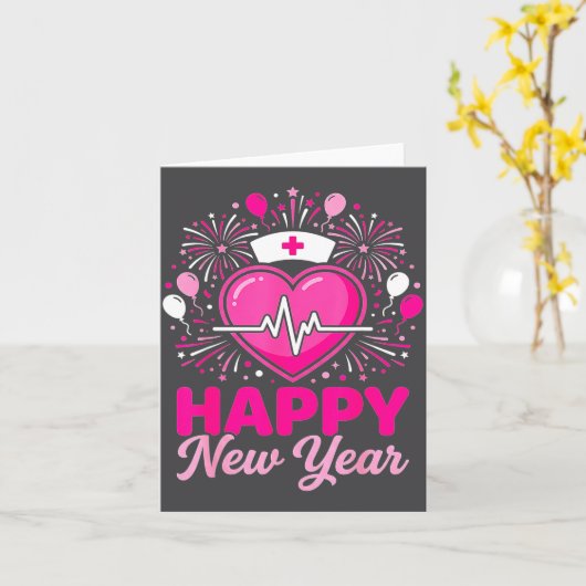 Nurse Crew Heartbeat Nye Countdown Party Year Happ カード (黄色い花)