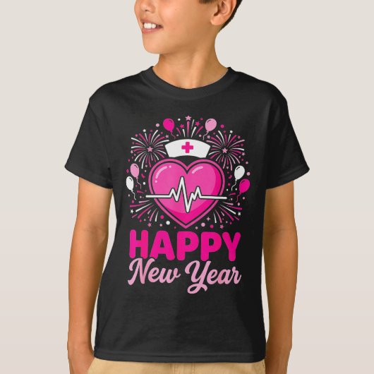 Nurse Crew Heartbeat Nye Countdown Party Year Happ Tシャツ (正面)