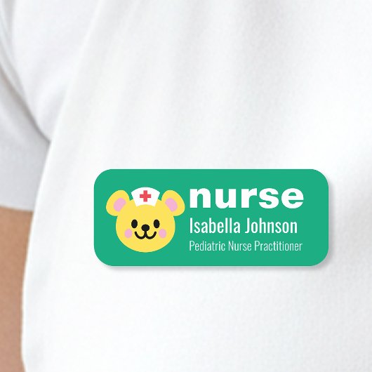 Nurse Custom Name Cute Dog Blue 名札