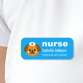 Nurse Custom Name Cute Dog Blue 名札