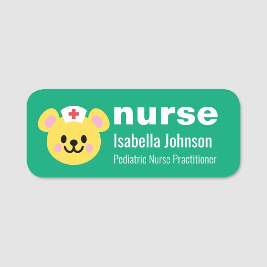 Nurse Custom Name Cute Dog Blue 名札 (正面)