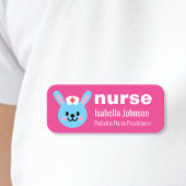 Nurse Custom Name Cute Rabbit Pink 名札