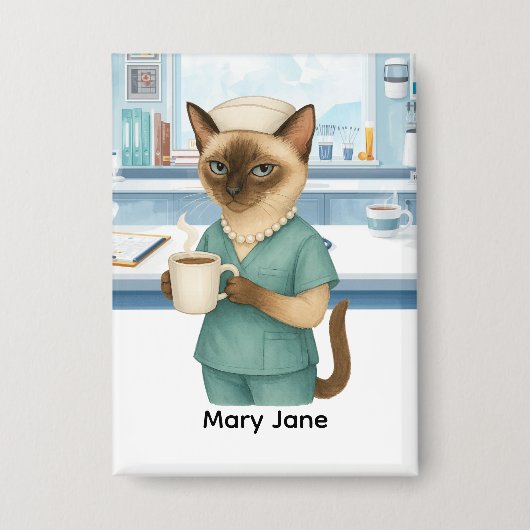 Nurse Daly life Coffee First for cat lovers 缶バッジ (正面)