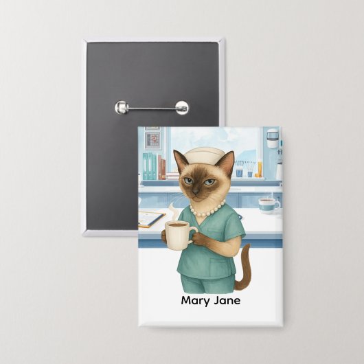 Nurse Daly life Coffee First for cat lovers 缶バッジ (正面/裏面)